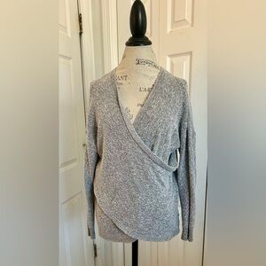 Women's Wrap V-Neck Sweater - Gray